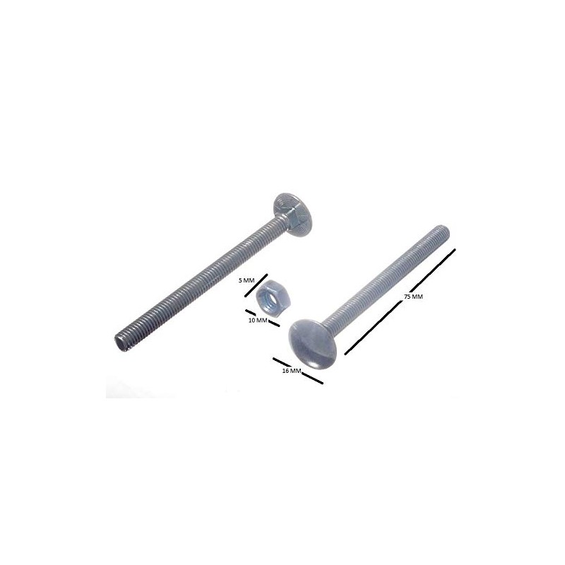 6 x Carriage Bolts and Nuts BZP Galvanised M6 x