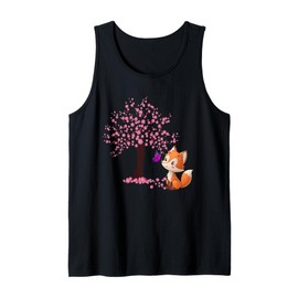Fox Japanese Cherry Blossom Sakura Tree Kawaii Girls Women Tank Top