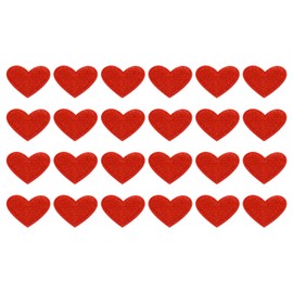 sourcing map 24Pcs Iron on Heart Patches, Sew on Small Heart Embroidered Patches, Decorative Repair Patch Applique for DIY Crafts Backpacks Bags Hats Clothes, 25mm Red