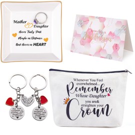 PUDDING CABIN Gifts for Mom from Daughter, Mother and Daughter Gifts Ring Dish Set, Daughter Gifts from Mom, Mother & Daughter Birthday Mother's Day Valentine's Day Chrismas Gifts Basket