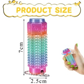 360 °Rotation Little Ouchies Pain Fidgets Keychain, Spikey Fidget Toys Sensory Toys for Autism, 3D Printed Fidget Toy Pain Stimming Fidgets, Colorful 3D Printed Spiky Grippie Stim Keychain for Gifts