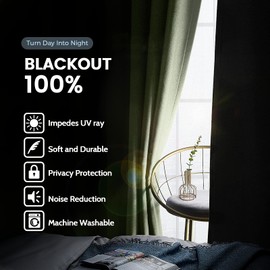 SimpleHome 100% Blackout Curtains for Bedroom,Thermal Insulated Grommet Window Drapes Room Darkening Sage Curtains for Living Room with Black Back,42 x 63 Inch,2 Panels