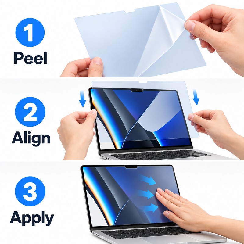 Anti-Blue Light MacBook Screen Protector – Matte Anti-Glare PET/TPU Film
