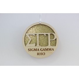Sorority Shop Sigma Gamma Rho Ornament - Laser Carved Greek Letter Wood Ornament - 3'' Round