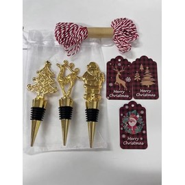 Juego de 12 tapones para botellas de vino de Navidad, árbol de Navidad, Papá Noel, ciervo, escorchadores, recuerdos de fiesta de Navidad con tarjeta y cuerdas, para decoración de invierno, accesorios