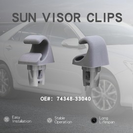 ZLPTEAM Plastic Sun Visor Hook Clips Bracket Retainer 74348-33040 for Toyota 4Runner Corolla Matrix RAV4 Land Cruiser Venza Yaris / 2 Pcs (Gray)