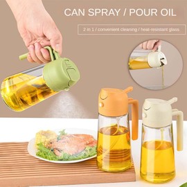 17oz Oil Dispenser Bottle for Kitchen -2 In 1 Oil Dispenser and Oil Sprayer, Oil Sprayer for Cooking, Food-grade Oil Mister Spray Bottle, Olive Oil Dispenser Bottle Spray And Pour (Black)