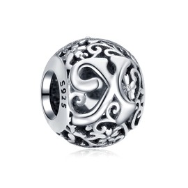 Annmors Women's Letter A–Z Charms for Bracelet 925 Sterling Silver Pendant Vintage Alphabet Bead Spell the Word Collection, Cubic Zirconia