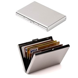 NTEK Slim Aluminum RFID Card Holder, Ultra-Thin Stainless Steel Card Wallet, Men Credit Card Holder Wallet, Men & Women Best Card Protector with 6 Slots