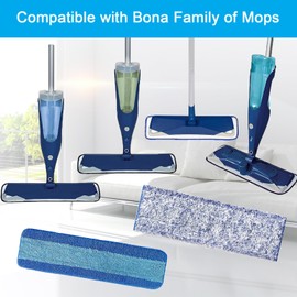 MZY LLC 6 almohadillas para orejas de limpieza de microfibra para Bona, almohadillas para orejas lavables reutilizables para limpiador de suelos de madera dura, almohadilla de 18 pulgadas para mopa