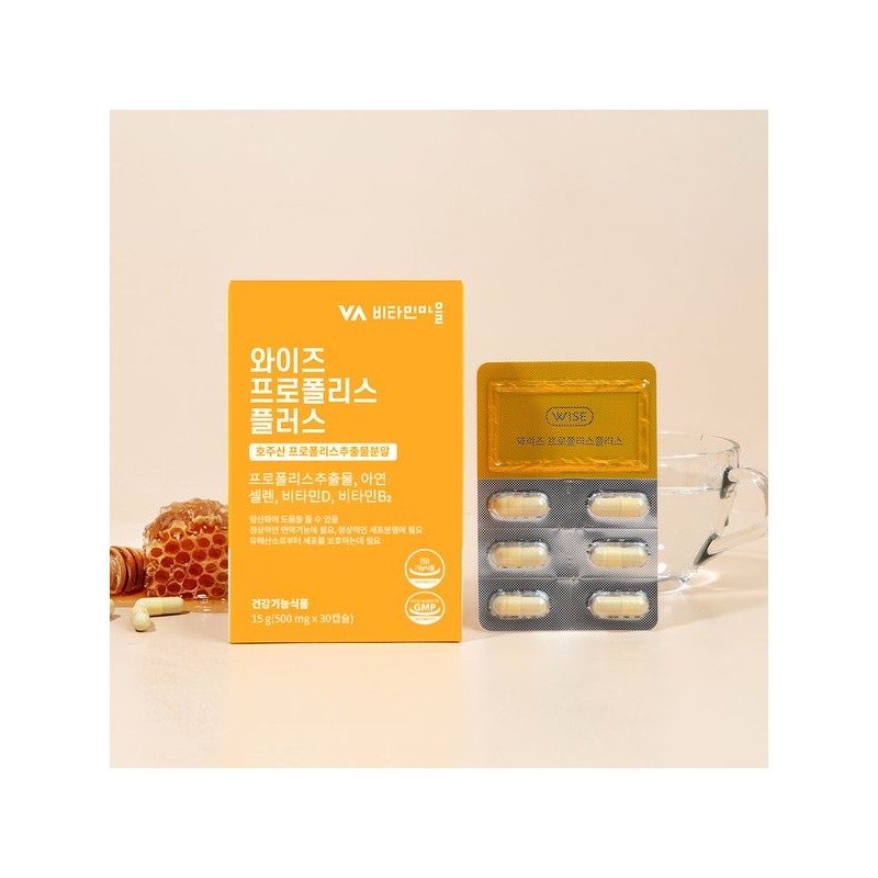 Vitamin Village 5중복합기능성 프로폴리스 플러스 면역력 항산화 1박스 30캡슐 5-in-1