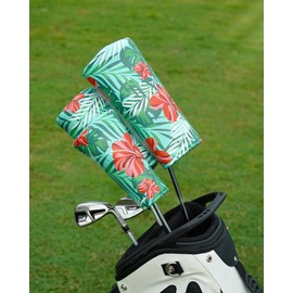Big Teeth Hawaiian Style Golf Club Covers Driver Headcover, Tropical Sleeve Fairway Wood Head Covers Hybrid Headcover, Hawaii Premium Leather Golf Head Covers Golf Gifts (Hybrid)