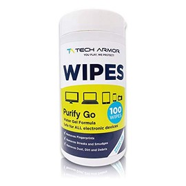 Tech Armor Purify Go Cleaning Wipes[100 Wipes] Electronics Screen Cleaner for TV Screen, Computer Screen, Laptop, Phone, Tablet, Smart Watch, and Electronics Devices [100 Wipes]