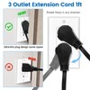 1Ft 360° Rotating Flat Plug Extension Cord with 3 Outlets