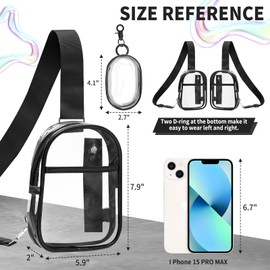 Waterproof Clear Bag for Stadium Events, Women's Crossbody Clear Sling Bag with Coin Wallet, Shoulder Bag for Daily Use (C- Clear+Black)