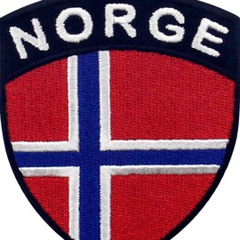 Norway Shield Flag Patch Embroidered Applique Iron On Sew On Norwegian National Emblem