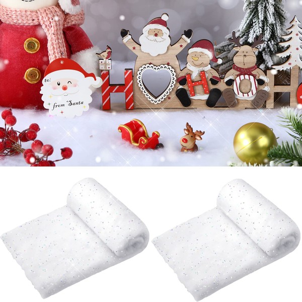 2 Pieces Christmas Glitter Snow Blanket Artificial Wonderland Snow Blanket 40 x 32 Inches Thick Interior Snow Cover Glitter Faux Snow Blanket