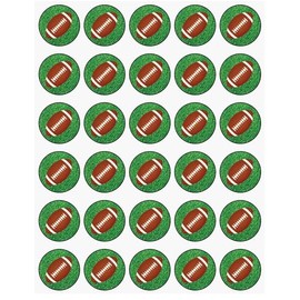 30 x Footballs in Grass Themed Edible Cupcake Toppers | Uncut on Wafer Sheet- Qty 30-1.5” each