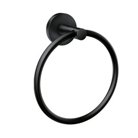 Miecux Matte Black Towel Ring, Towel Holder for Bathroom Wall Matte Black Towel Ring, Bathroom Towel Holder, Towel Holder Wall for Kitchen Laundry Room Guest Bath