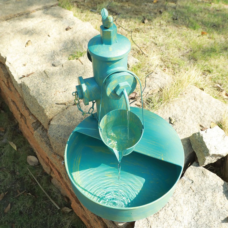 Metal Solar Bird Bath Fountain with Backup Battery, Solar Water