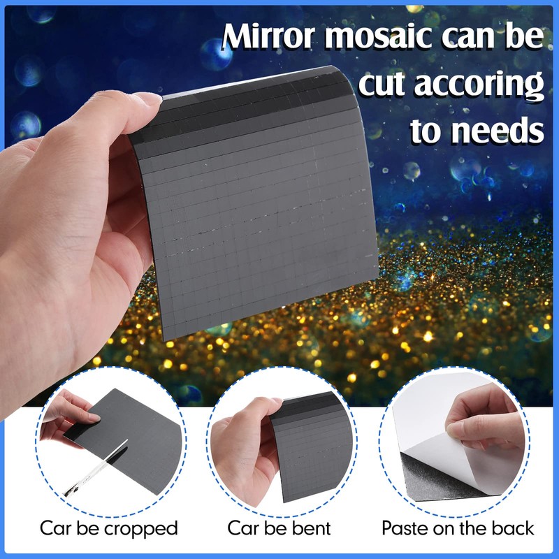 Self-Adhesive Disco Mirror Tiles Mosaic Tiles for DIY Craft Projects,