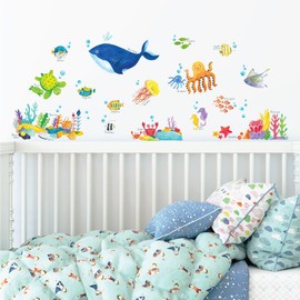 DECOWALL DS4-8027 Under The Sea Kids Wall Stickers Wall Decals Peel and Stick Removable Wall Stickers for Kids Nursery Bedroom Living Room (Small)