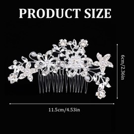 Bridal Wedding Hair Clip Comb,Pearl Wedding Hair Accessories,Bridal Decoration Hair Comb Headpiece for Women Girls Brides Bridesmaids Sparkly Beautiful Jewelry Hairpins (# 1)