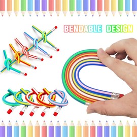 ZKGYUS 16 x Bending Pencils with 16 x Erasers, Colourful Bendable Pencils, Flexible Pencils, Flexible Magic Bending Pencil for Children, Gift Children's Birthday