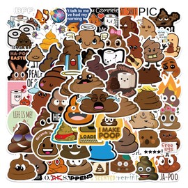 Bric Dodo Pack of 50 Poop Stickers Car Laptop Phone Guitar Skateboard Motorcycle Bicycle Funny Poop Stickers Set Vinyl Waterproof Aesthetic Stickers for Teenagers Children Adults