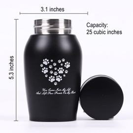Pet Cremation Urns,Pet Urns for Dog and Cat Ashes,Paw Print Keepsake Urns,Pet memorial Urn,Dog urns for ashes,Cat urns for Ashes(small, black)