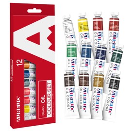 AUREUO Tubular Oil Paint Set 12ml x 12 Tubes Non-Toxic Pigments - Art Painting Creation, Landscape Photography Painting - Suitable for Painting Enthusiasts, Beginners, Artists