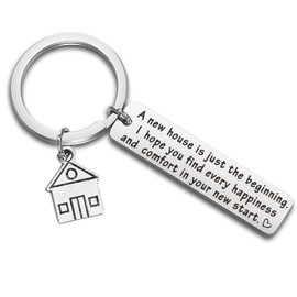 FUSTMW New Home Keychain Gifts House Warming Gift First Home Gift Realtor Closing Jewelry Sweet Home Keyring New Home Owner Gifts (silver)