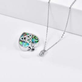 TANGPOET Urn Necklace 925 Sterling Silver Celtic Knot Abalone Memorial Cremation Jewellery for Ashes Pendant Necklace for Mum Dad Women Men Pet with Funnel Filler Kit