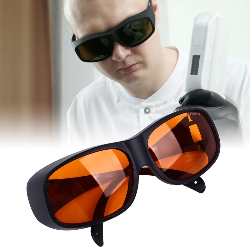 Safety Goggles 190 to 490nm Black Frame Orange Lens OD5