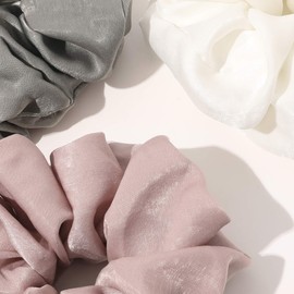 Scrunchies Hair Ties for Women - Big Silk Satin Scrunchie Exra Large Jumbo Gaint Oversized Cute Scrunchy for Curl Thick Hair Ligas Para el Cabello De Mujer Decorations Hair Accessories Gift for Girls