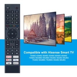 ERF3J80H Voice Smart Replacement Remote Fit for Hisense 4K UHD Android Smart TV 75A6G 70A6G 65A6G 60A6G 55A6G 50A6G 43A6G 55U68G 65U68G 55U6G 50U6G 65U6G 75U6G 50U68G 75U68G