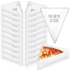 Tioncy 50 Pcs Pizza Slice Box Bulk 9.65 x 7.28 x 1.77 Inch Disposable Single Pizza Wedge Plate Wedding Triangle Pan Paperboard Tray Container Holder for Birthday Wedding Bridal Shower Party Supplies