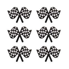 RUIFUU 6Pcs Racing Flag Enamel Pins,Black and White Checkerboard Badge Brooch Pin Fun Race Car Gift for Racing Lover Clothing Hats Bags Decoration