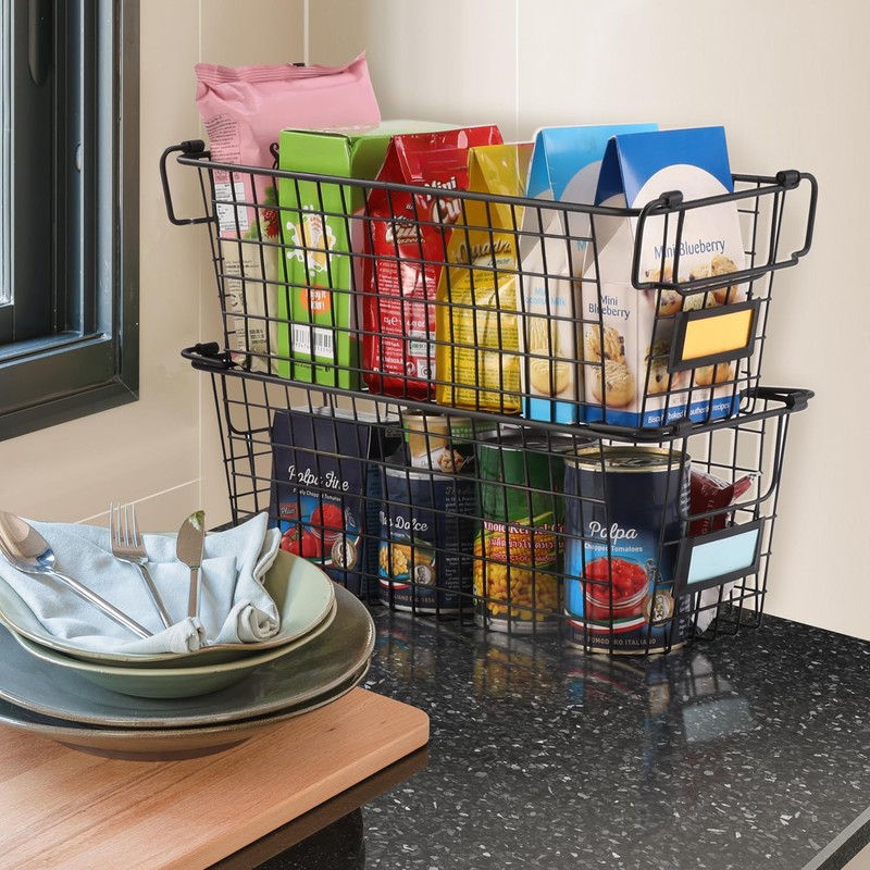 4 Pack [ XL Large ] STACKABLE Wire Baskets for