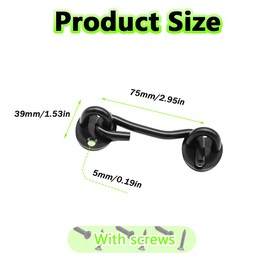 Ruidee 2Pcs Privacy Hook and Eye Latch 3in D Ring Barn Door Latch Eye Hook Latch Lock Easy Lock with Screws Stainless Steel Gate Latch for Window (75MM-FG)