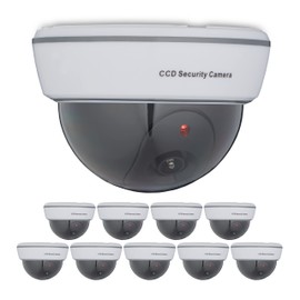 Relaxdays 3 x Camera Dummy Flashing LED Light Indoor & Outdoor Burglar Deterrent Security Camera Dummy White