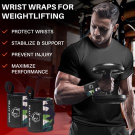 TECEUM Weightlifting Wrist Wraps with Thumb Loop – Camo – Arms on Fire – 18 inch – Heavy-Duty Workout Wrist Support & Protection – Ideal for Powerlifting, Strength Training, Bodybuilding