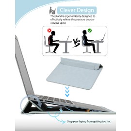 HYZUO 13.3-14 Inch Laptop Sleeve Case with Stand Feature Compatible with MacBook Pro 14 M2/M1 Pro/Max A2992 A2918 A2779 A2442 2021-2024, MacBook Air 13 Inch 2012-2017, with Accessory Bag, Pale Blue