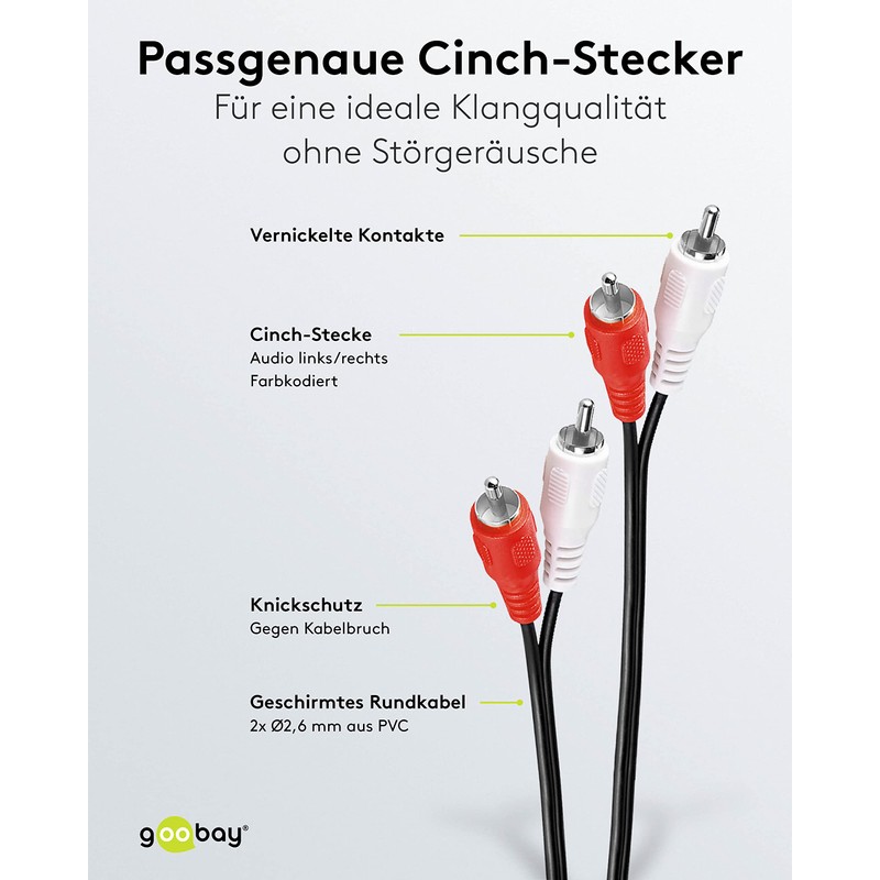 Goobay 50029 Stereo RCA Cable 2x RCA, 2.5 m Cable