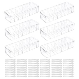 sourcing map Cable Storage Box with Compartments, Cable Organizer Transparent Plastic Tidy Box with Lids, Cable Management Box with Removable Dividers & Wire Ties for Drawer Desk Accessories