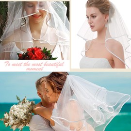 VARKAGE Bridal Veil with Comb, Bridal Veil White, Veil for Women Wedding Accessories Party Single Party Brides Shower, White, Unit size