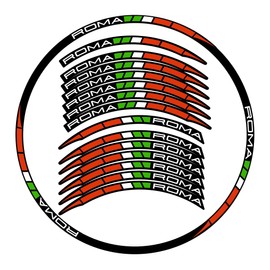 DualColorStampe Kit Adesivi Cerchi Bici MTB e Corsa - Decalcomanie Professionali per 2 Ruote, Filetti Strisce Bandiera Italiana - Compatibile con 26, 27,5, 28-29 Pollici B0233 (26'' Pollici)