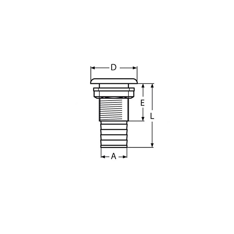 'Board Through Thru Hull Stainless Steel 1 1/4 Arbo –