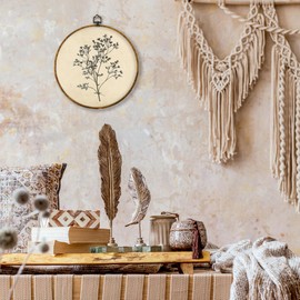 shiviody Vintage Floral Canvas Wall Art Decor, Neutral Botanical Black Flower Decor, Retro French Country Round Hanging Frame Prints Decorations for Bedroom Dining Room Home 10"x10"