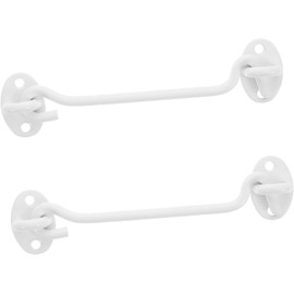 Maven Gifts 2-Piece Set of 6-inch White Sliding Hook Eye Door Latch Hardware, Suitable for barn Door Easy Lock Devices, with Screws, Suitable for Windows and shed Hooks.